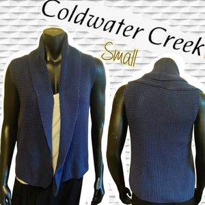 🗺️ Coldwater Creek Small Knit Open Front Shawl Vest Coastal Vintage Grandma EUC